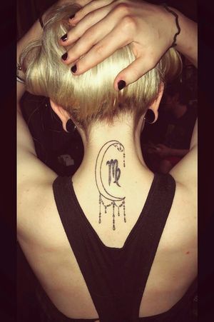 I designed this virgo zodiac tattoo myself. My tattoo artist worked with me to perfect the ♍ emblem. In the future I plan to fill the moon in with something special. 