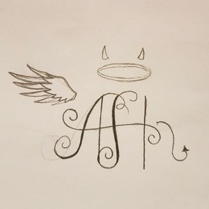 Quick sketch for my friend Angela. #angel #devil #initials 