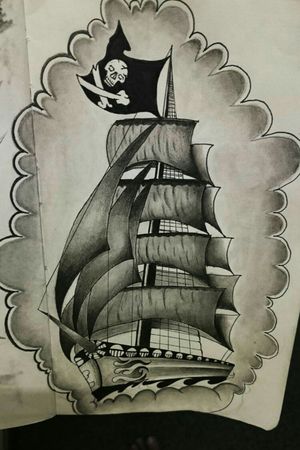 Old school/traditional ship design.Finished piece (p.s)#oldschool #traditional #design #drawing #ship #shading #b4 #b2