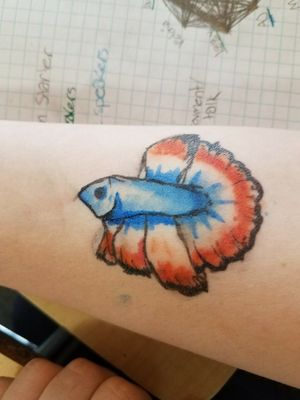 Betta Fish temporary tattoo for Angela. #bettafish #watercolor 