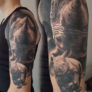 Done by Angel Mitov - Guest Artist@Needle_Art_Tattoo  #tatt #tattoo #tattoos #tattooart #tattooartist #blackandgrey #blackandgreytattoo #realistic #realistictattoo #realistictattoos #rhino #rhinotattoo #beautifultattoo #ink #inked #inkedup #inklife #inklovers #inkstagram #amazingink #amazingtattoo #amazingtattoos #armtattoo #armtattoos #art #gorinchem #netherlands 