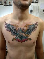Traditional Eagle tattoo, the first tattoo for this client. Now people starts with such big work on their bodies !!!!