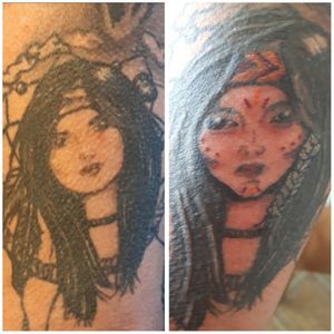  Before and after ...indian look like  baby  ...she want her look like a warrior #indian #warriorangel  #Indianwomantattoo 