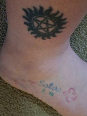 Supernatural and matching sister tattoo with my older sister. We have the same birthday
