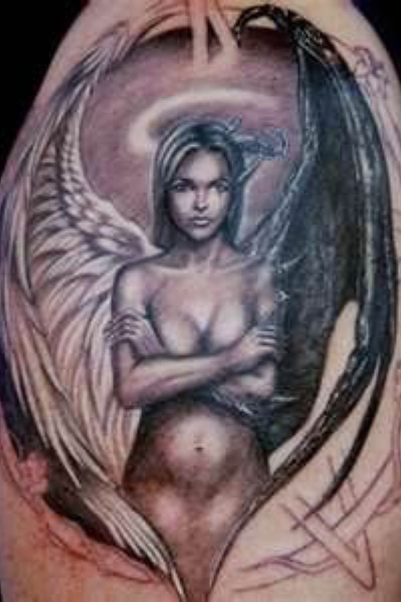 half angel half devil tattoo