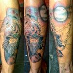 Criada pelo cliente e executada pelo tatuador Leonardo Lorran Mago , dragão,torre,lua