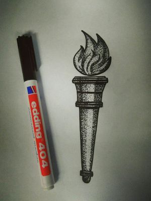 Diseño puntillismo antorcha olímpica! #Torch #Puntillismo #Dotwork #Inkvan #linework 