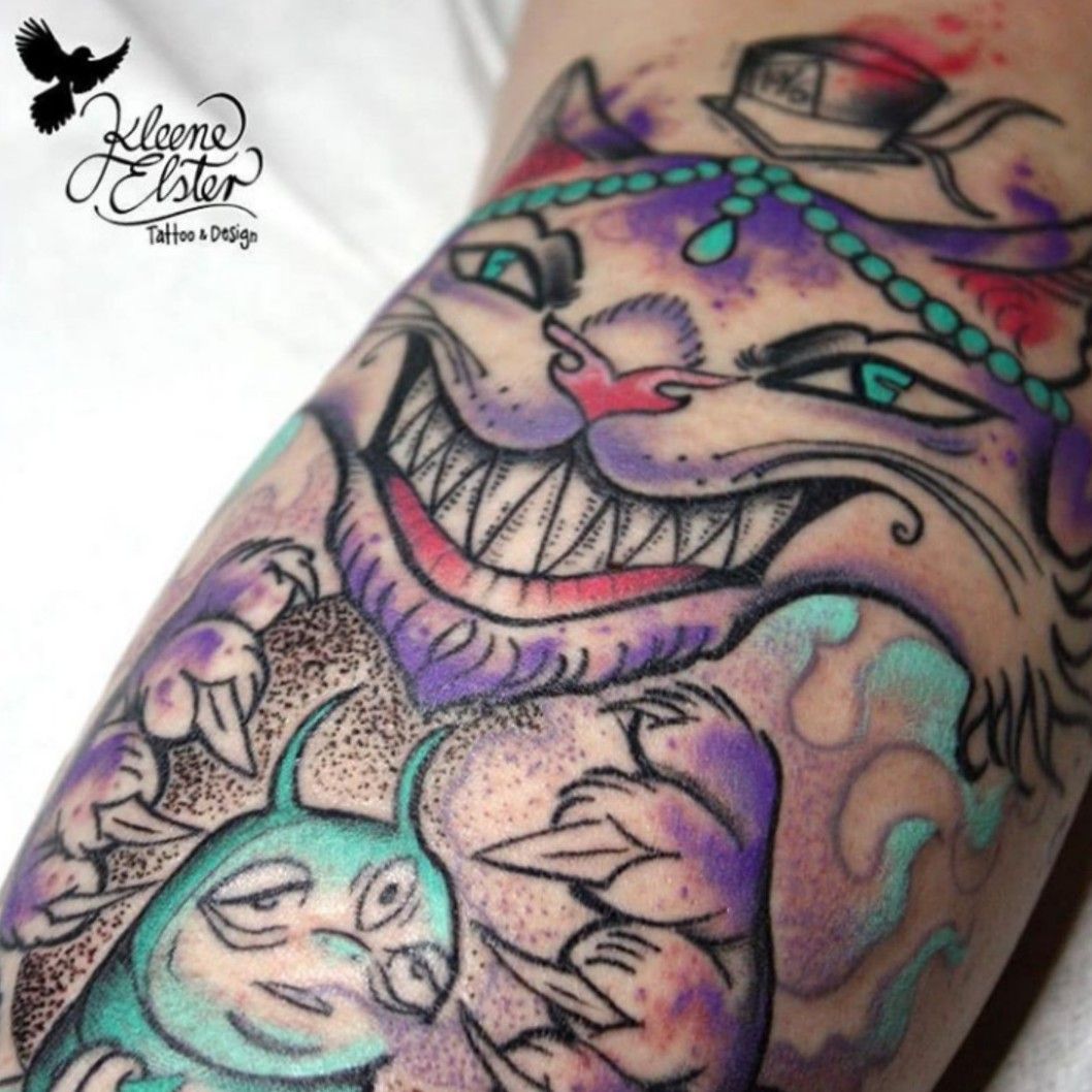 Tattoo Uploaded By Vanessa Stube Alice In Wonderland Cheshirecat And Absolem Tattoodo