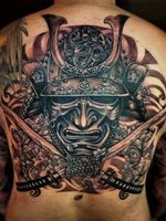 2016 Samurai mask, swords, mandala Done by @charttat2  from Golden Needle Tattoo, Phuket #japanese #samurai #sword #mandala 