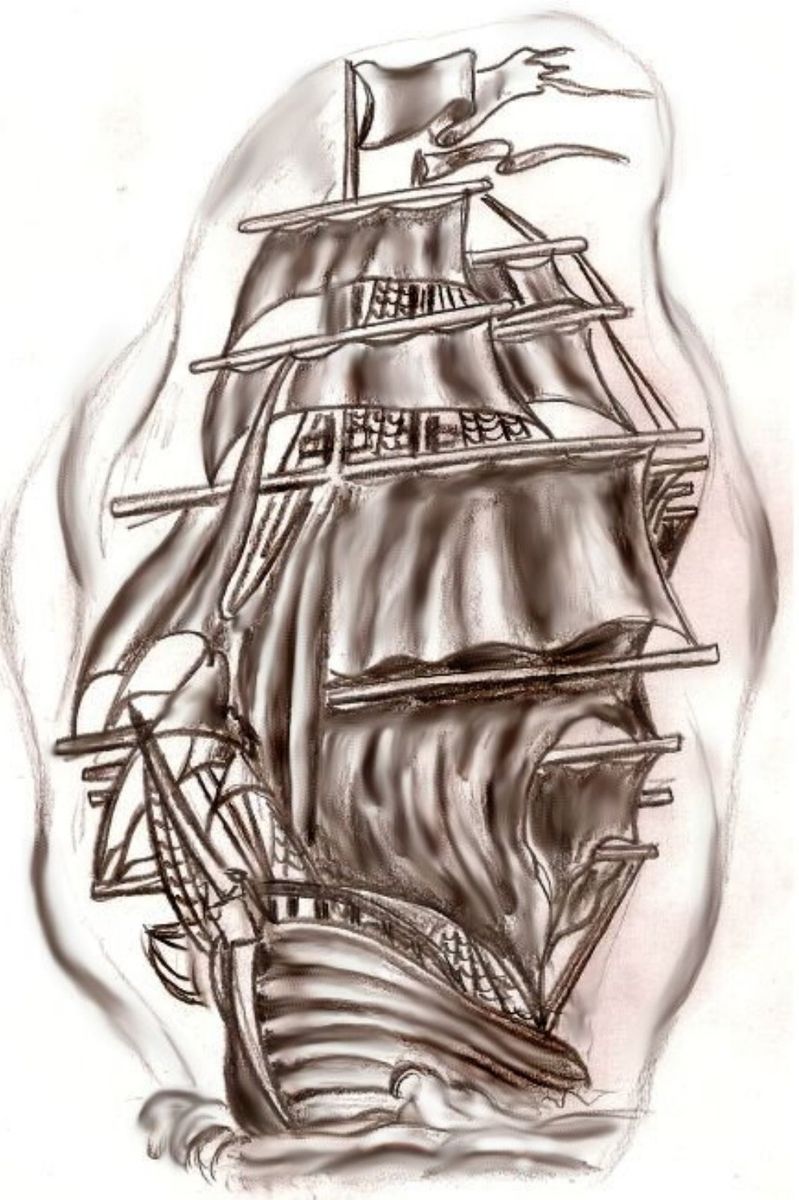 Пиратский корабль тату эскизы