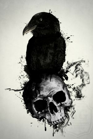 #skulltattoo #skull #raven 