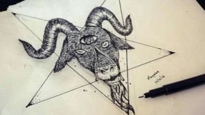 Baphomet ? 🐐🌚 #blackwork #Goth #ink #animaltattoo #goattattoo #goat #satanicgoat #satan 