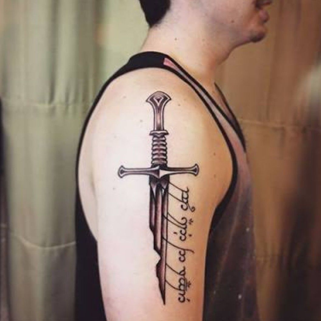Attractive Sword Tattoo On Arm Sleeve