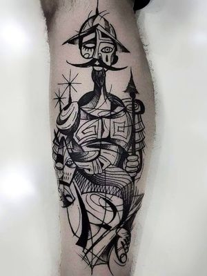 Cubismo. Dom Quixote ---------------------------------------------- #thiagodemello #cubism #cubismart #contemporaryart #linework #tattrx #abstract #abstractart #figurative #painting #art #cubismo #artesplásticas #artist #expressionismo #expressionism #tattoodo #tattoo #tattoaria_oficial #stabmegod #stttab #tattoopoa #blackworktattoo #blackwork #cubismtattooartist #cubismtattoo #cubism #cubismo