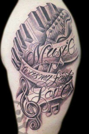 Have a lot in mind for this tattoo but i really like the quote and the instruments in with it