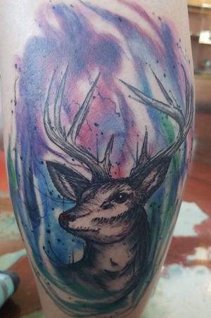 Deer with watercolor