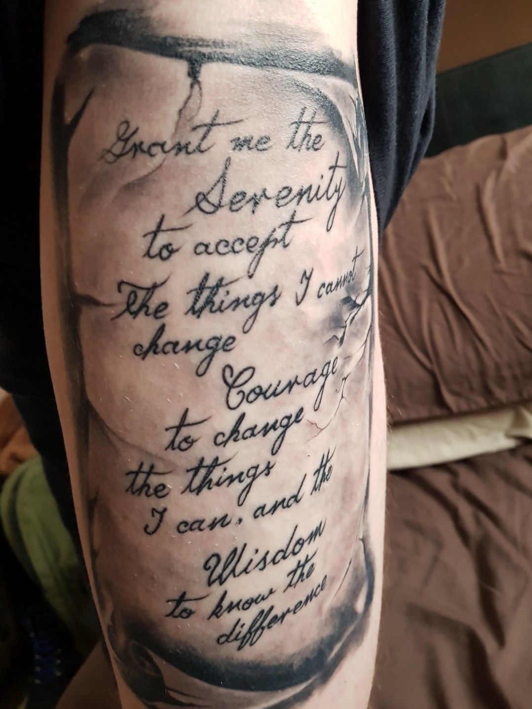 Johnny Bravo on Instagram Serenity prayer on a scroll Message for  booking follow for content scroll script serinity prayer tattoo  artist tattooartist