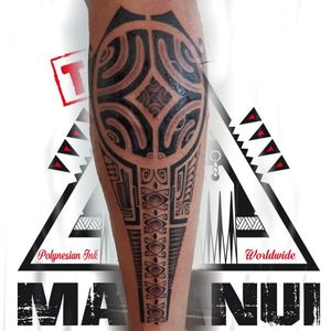 Patutiki calf tahitian marquisian style       french polynesian island     done by mauri   from matanui tahitian ink worlwide