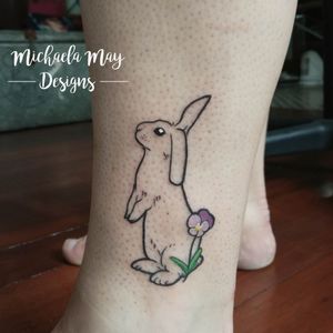 I had the honor of tattooing this lovely #bunny #memorialtattoo for the fantastic Emma. Thank you very much for letting me design this piece, I'm glad I did Alfie justice! I'm very keen to do more colour tattoos, and start incorporating colour into my designs :)