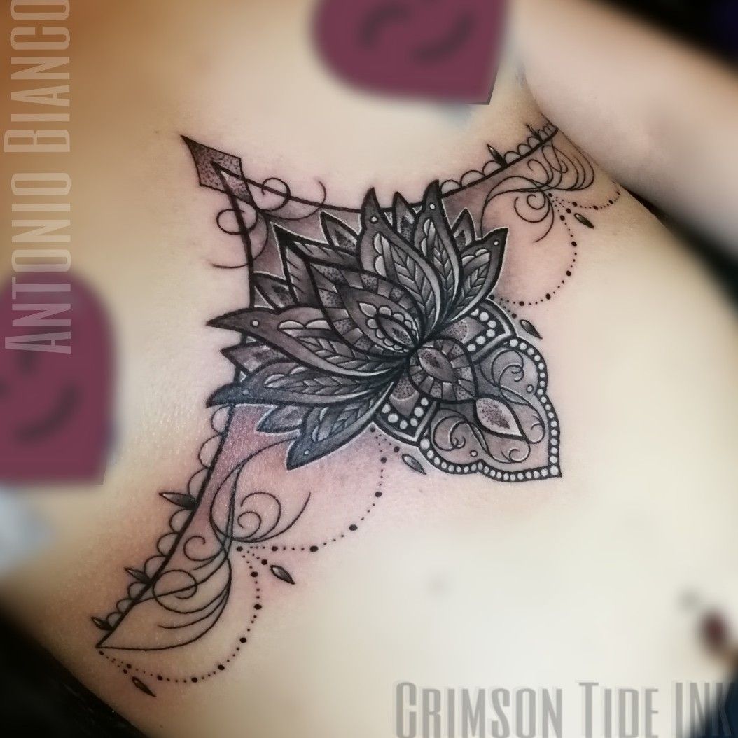 Half mandala sternum tattoo  Tattoogridnet