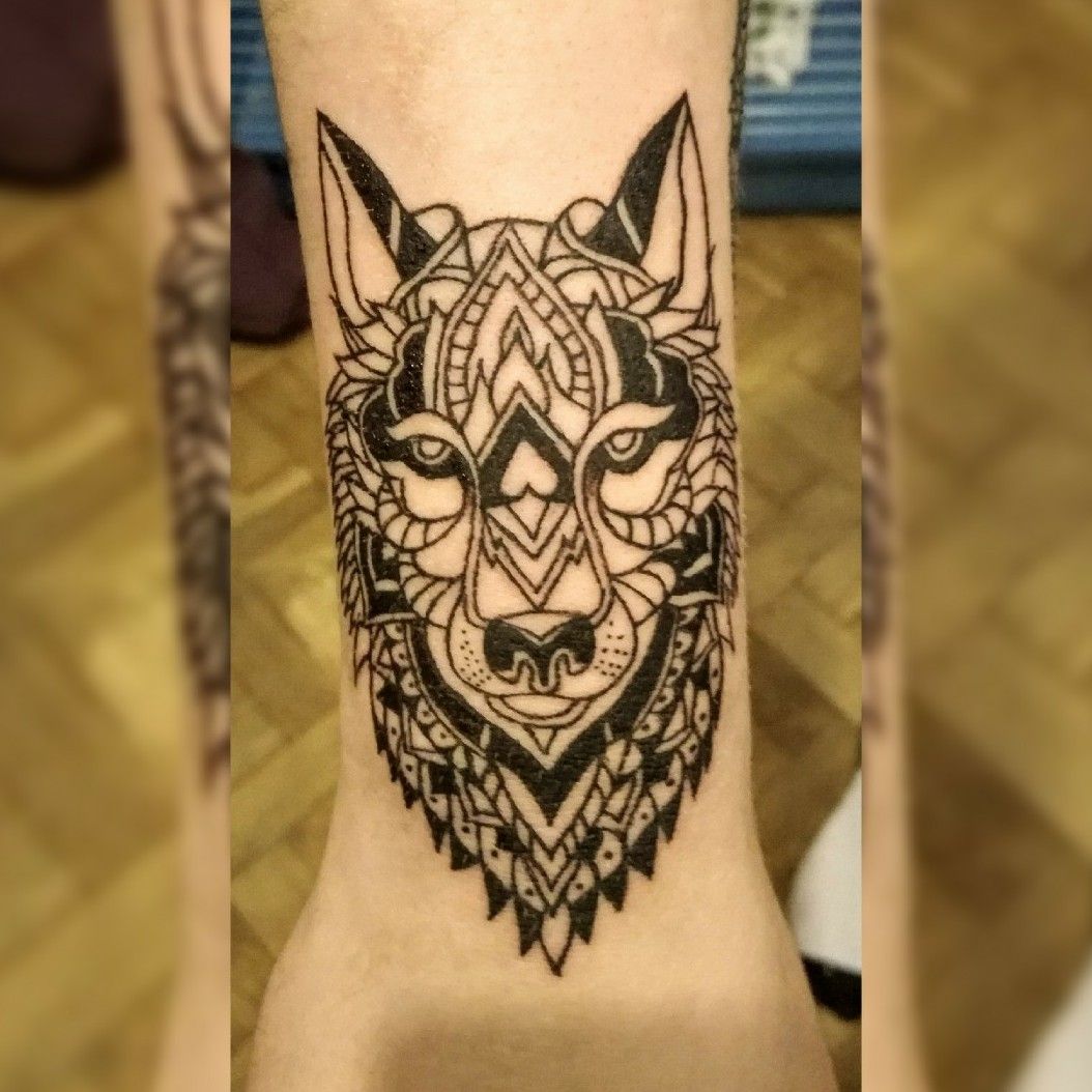 Tattoo tagged with dots thigh line mandala wolf  inkedappcom