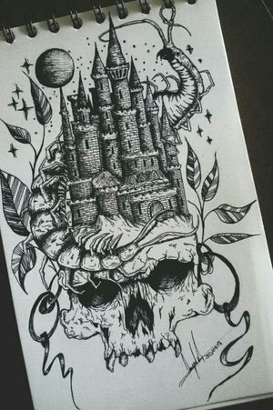 Dreams 💀 #skulltattoo #skull #castletattoo #nature #tattooart #sketch 