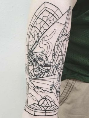 Holy crap you guys!! Got to tattoo this Rad Link Wind Waker stained glass piece on a first timer! He sat like a CHAMP. I CAN'T WAIT FOR COLOR I AM SO STOKED! #zeldatattoo #linktattoo #loztattoo #legendofzeldatattoo #windwakertattoo #windwaker #zelda #legendofzelda #link #tattoolinework #customtattoo #stainedglasstattoo #videogameink #videogametattoo #geekink #geektattoo #nerdtattoo #nerdyink #nerdink #videogameink #gamerink @gamer.ink @videogametatts #portlandtattoo #pdxtattoo #portlandtattooartist #pdxtattooartist