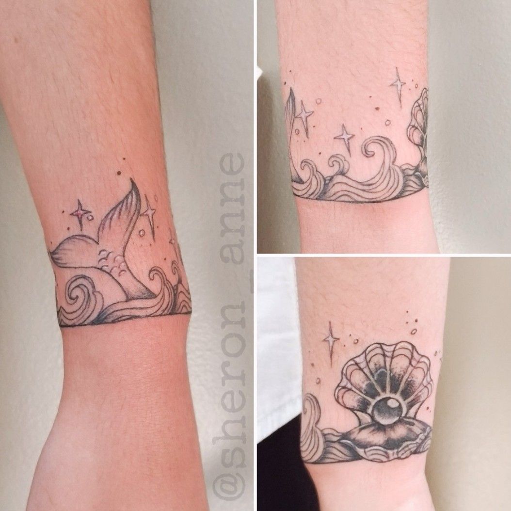 Single needle mermaid tattoo on the inner forearm