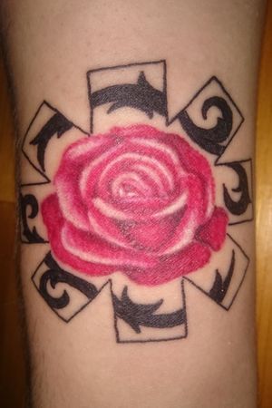 Red hot chili peppers themed tattoo on my right forearm