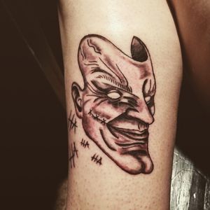 Tattoo: Joker MaskPlacement: AnkleInk: EternalTime: 1.5hours