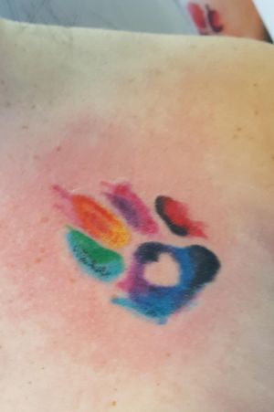 Tattoo: Watercolor Paw PrintPlacement: ChestInk: EternalTime: 30 min