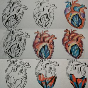 Sketching red and blue heart for Tanya