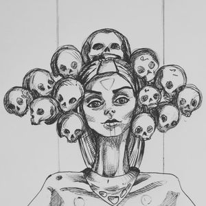 Sketching shaman woman #shaman #death #skulls #woman #tattoo #available
