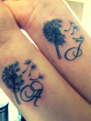 2k10.#dandelion #sistertattoos #blacktattoos #letters #wrist #wristtatoo