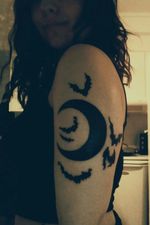 Moon and Bats Tattoo 