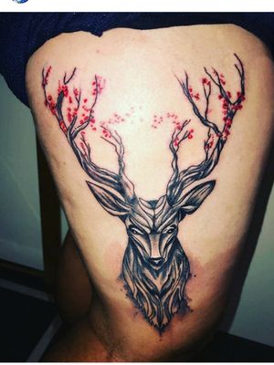 Mystical elk 10 hour 1 sit love the imperfection of this tattoo journeys across europe this was myrepresentation of my soul animal at this time of my life ...done in nice france 
