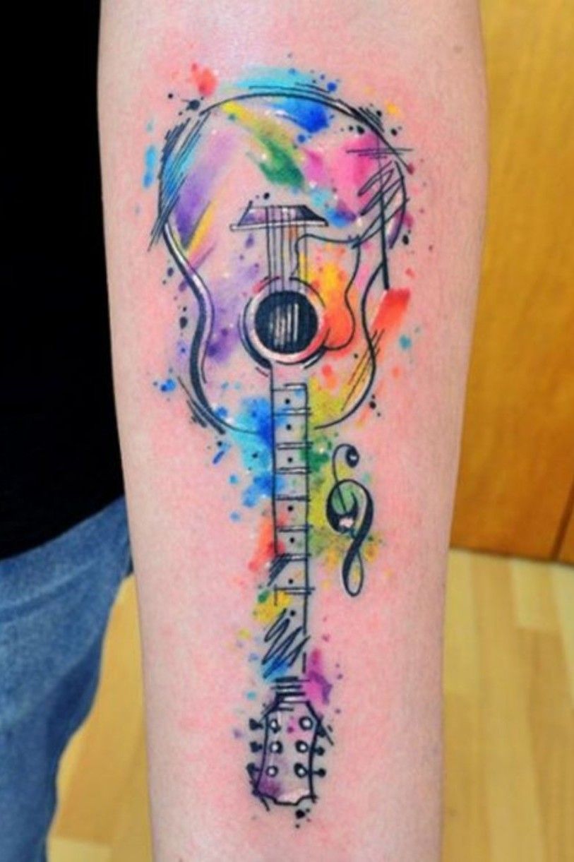Acoustic Guitar Semi Permanent Tattoo  Reallooking Temporary Tattoos   SimplyInkedin