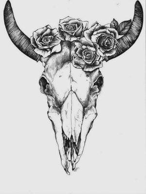 Buffalo skull tattoo