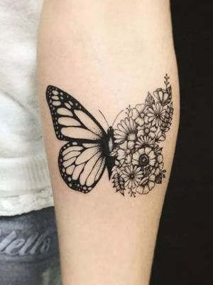 #tatoo #butterfly #flowers  