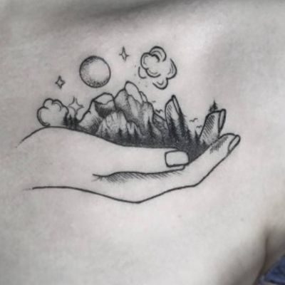 earth outline tattoo