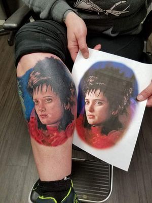 Lydia from Beetlejuice. Artist Bruce Joy Jr. Of Solid Ground Tattoo in Oklahoma. 