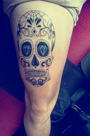 #thigh #skull #oldschool #calavera #mexican 