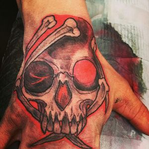 My skull hand tattoo. On a whim, wild day with my girl !