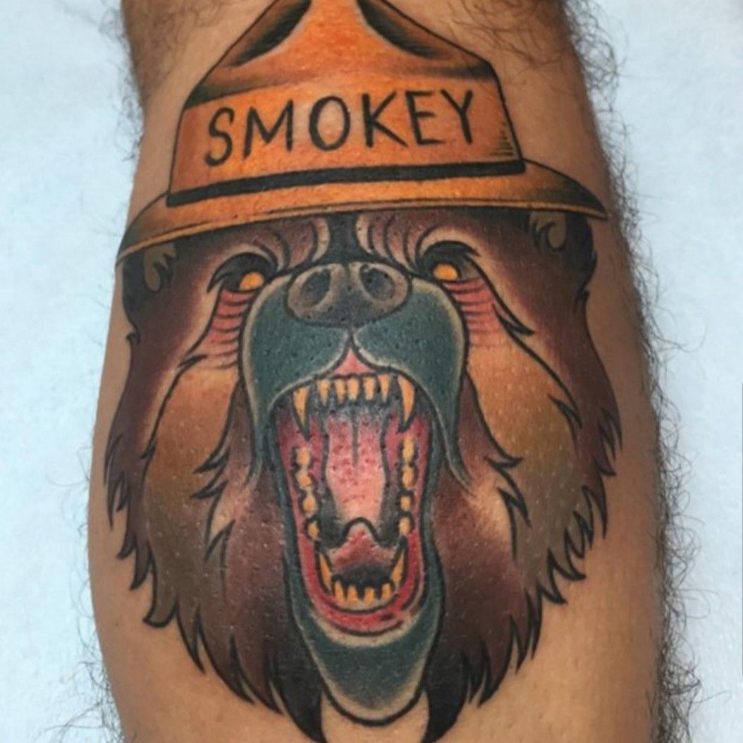 smokeythebear today  Bear tattoo Fire fighter tattoos Black and grey  tattoos
