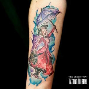 Mary Poppins watercolor tattoo.#watercolortattoos #MaryPoppins #disneytattoo 