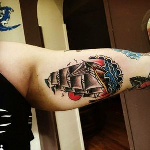 Traditional boat done by Zsolta Èles (Dock Tattoo Hungary) 