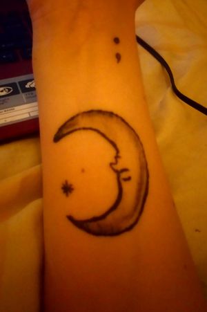 Moon and star and semi colon ❤️ Credit to Hard Knox Limerick for the semi colon and Old Town Tattoo Limerick for the moon 