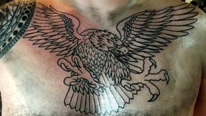 First session American traditional style eagle chest piece by Babak. Memphis, TN.