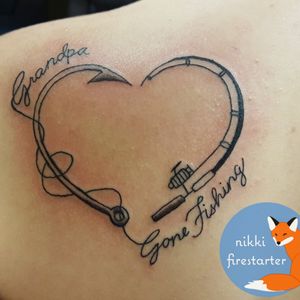 fishing hook and line tattoo