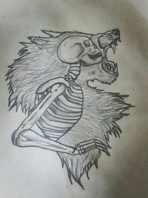 Dibujo trank #blackandgreytattoo #boceto #skulls #wolf 